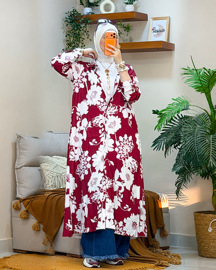Printed Long Shirt with Belt 2611