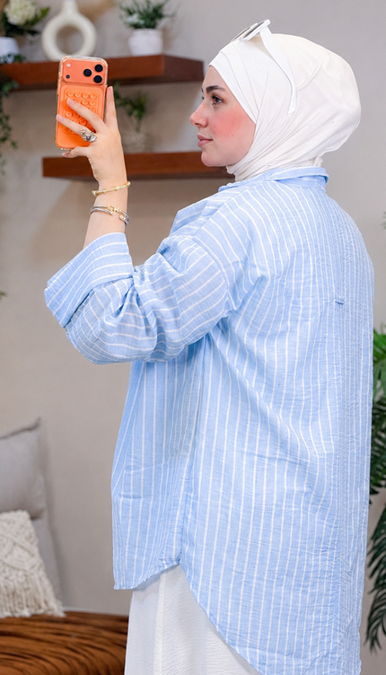 Striped Oversized Linen Shirt 2613
