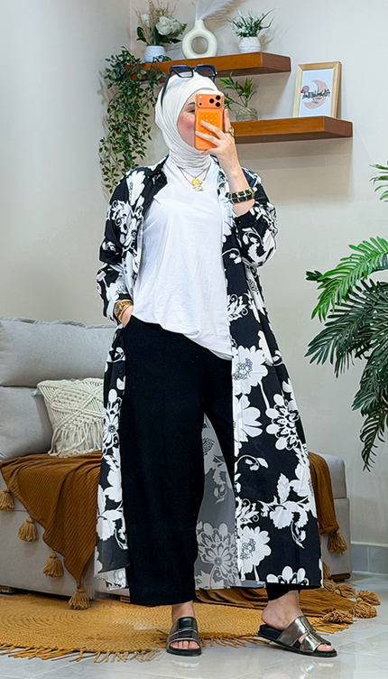 شميز طويل سوفت مطبوع بحزام 2611