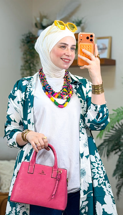 شميز طويل سوفت مطبوع بحزام 2611
