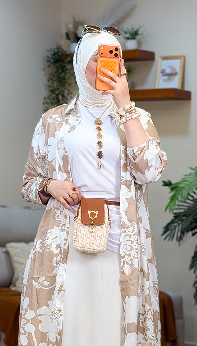 شميز طويل سوفت مطبوع بحزام 2611